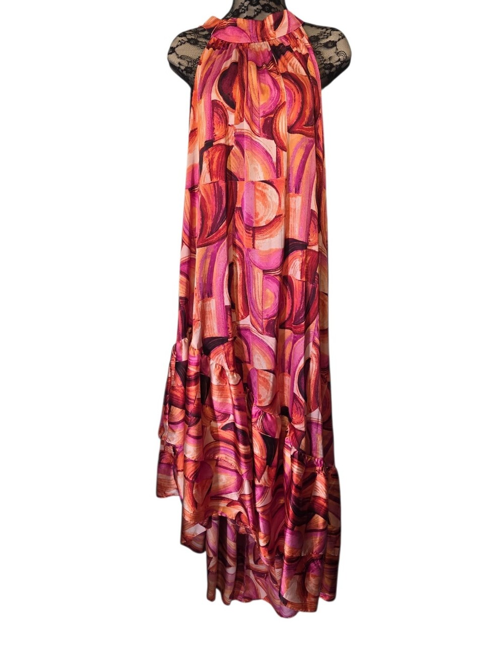 JM Design Printed Maxi Skirt in Pink & Orange 18W Boho Whimsy